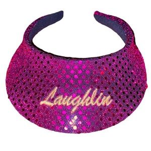 Vintage Y2K Sparkly Sequin Laughlin Nevada Embroidered Visor Hat